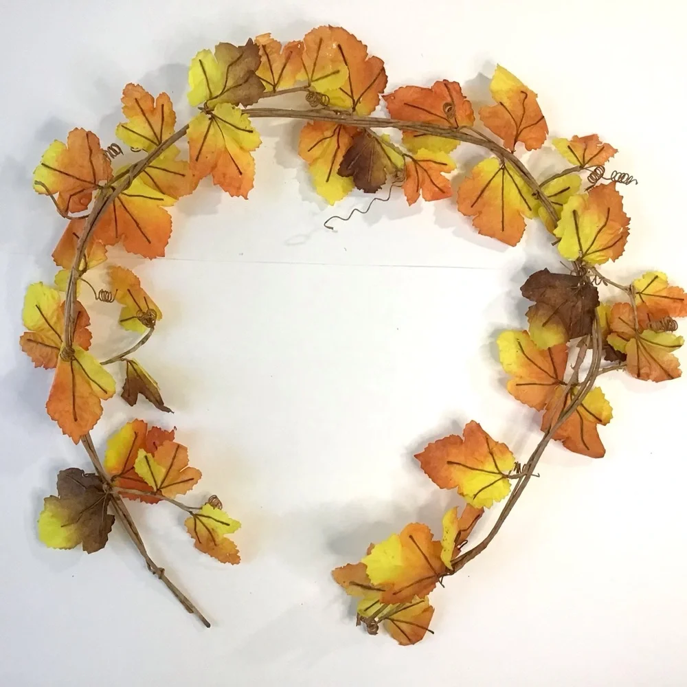 Artificial Leaf Garland Stiff Bendable Realistic Faux Leaves 54” Fall Autumn